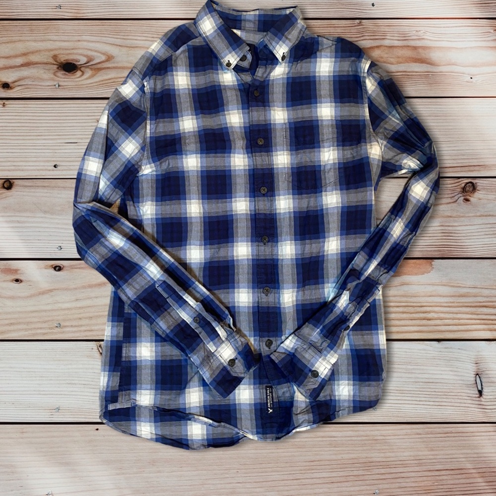 AMERICAN EAGLE SERIOUSLY SOFT FLANNEL SHIRT NAVY